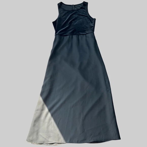 Vintage Algo  Velvet Chiffon Mixed Media Sleeveless Midi Dress Made in Canada - Picture 4 of 15